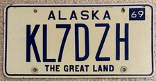 Very Nice All Original 1968 Alaska Ham Radio License Plate KL7ALA Call Letter picture