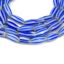 Melon Striped Venetian Blue Trade Beads picture