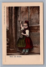 Gruss aus Hessen Antique Postcard Girl Traditional Costume German Trachten picture