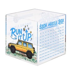 10K Smash Box Money Saving Challenge, Size Medium 5.7 inches, Clear, Blue picture