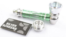 GREEN Metal Smoking Pipe With Lid and Metal Pipes Screens Filters picture