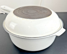 Vintage Le Creuset Cast Iron Enameled white lid pot saucepan skillet 2-in-1 #22 picture