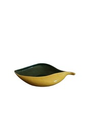 Mid-Century Red Wing Art Pottery Yellow Leaf Shaped Bowl Ribbed Exterior M-1446 picture