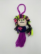 NWOT Lady Embroidered Felt Tassel Mexican Folk Art Purple/Green Multi picture