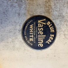 Vintage Blue Seal Vaseline White Petroleum Jelly Glass Jar Chesebrough Mfg Co picture