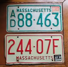 Vintage 1970s–1980s Massachusetts License Plates picture