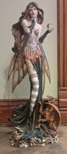 24 Inch Fairy Statue With Dragon Fantasy Fairy Statue 2 Ft Tall Fantasy Fairy  picture