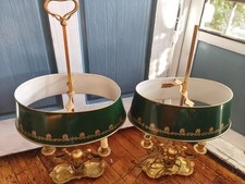 French Empire Style Gilt Brass Swans Bouillotte LAMP Adjustable Tole Metal Shade picture