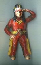 Vintage Antique Indian Holding Tomahawk Indian Bank w Original Paint Hubley? picture