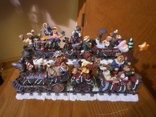 Danbury Mint Boyds Bears Christmas Party Flyer Train 6 Piece Set Complete EUC picture