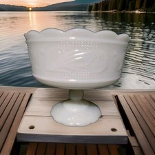E.O. Brody M6000 Milk Glass Pedestal Bowl 1960 5.5