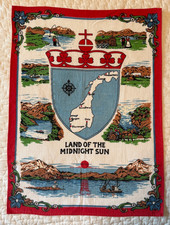 NORWAY LAND OF THE MIDNIGHT SUN VINTAGE LINEN TEA TOWEL. 20
