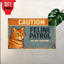 Warning On Call Orange Ginger Cat Tin Sign Funny Feisty Kitten Wall Plaque picture