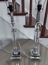 Pair of Clear Crystal Lamps with Silver Accents picture
