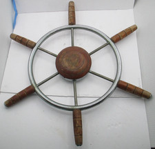 Chrome over Bronze and Wood 6 Spoke BOAT STEERING WHEEL 22 inch       BSMT picture