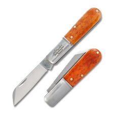 ROSECRAFT KNIVES SMOOTH ORANGE BOURBON BONE BEAVER CREEK BARLOW KNIFE picture