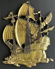 Vintage Wall Hanging Pirate Ship Galleon Gold Large Plastic Natical Decor HOMOCO picture