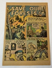 1946 cartoon page ~ SAVE OUR FORESTS ~ fire prevention picture