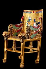UNIQUE ANTIQUE ANCIENT EGYPTIAN King Tutankhamun Chair Throne Goddess Sekhmet picture