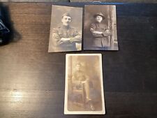 3 Vintage Pre-WWII US Army Sargeant Soldier Lesly RPPC picture