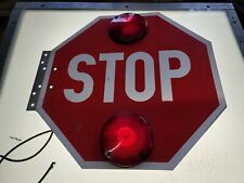 School Bus Metal STOP Sign w/ Lights, Double sided, 12 volt, man cave, wall art picture