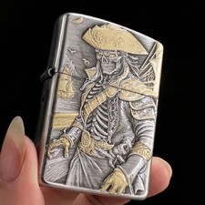 Armor Silver Gold Gilded Relief Skeleton Pirates Of The Caribbean Zippo US picture