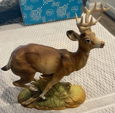 Andrea By Sadek 1985 Porcelain Mule Deer Figurine With Stand  STO2-330 picture