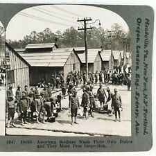Army Soldiers Washing Dishes Stereoview 1920s Keystone Camp Barracks Men H1438 picture