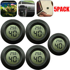 5Pack Digital Cigar Humidor Hygrometer Thermometer Temperature Round Black Gauge picture