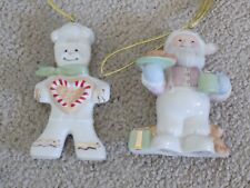 2009 & 2014 Lenox Santa w/Cookies & Gingerbread Man Ornaments--FREE SHIPPING picture