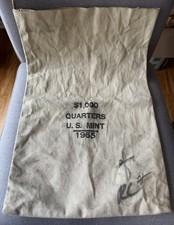Vintage 1965 US U.S. Mint Canvas Coin Deposit Bag Bank Quarter $1000 Canvas USA picture