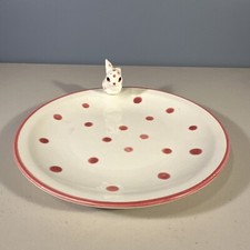Vintage Schmid Design Folio Bunny Rabbit Pink Polka Dots Plate Serving Dish picture