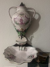 LAVABO FRENCH 19th CENTURY HAND PAINTED FAIENCE WALL FOUNTAIN picture