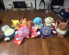 Vtg 1998 Pokemon Plush Nintendo Stuffed Beanie Lot of 8 Retro Game Toys w/Tags picture