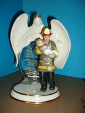 Bradford Exchange “Beyond Courage” Figurine Angel Firefighters Baby Hero Rescuer picture