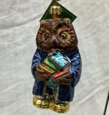 Vintage Slavic Treasures “Owl Lawyer” Blown Glass Christmas Ornament 02-669. 4”T picture