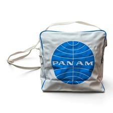 VTG 1960s Pan Am White Blue Globe Logo Flight Shoulder Bag Travelite Airline picture