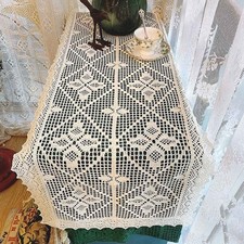 17x39inch Vintage Hand Crochet Lace Table Runner Mat Dresser Scarf Tablecloth picture