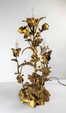 Antique 19th C. Electrified Poppy Flower Brass Table Lamp Candelabra Gilt Brass picture