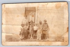 Family Group Portrait 1920s Snapshot Photograph Woman & 6 Children Americana picture