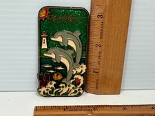 Collectible Kitchen Locker Fridge Magnet Malibu California Dolphin Wave Sun Fish picture