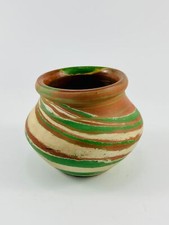 Vintage Silver Springs Brown Cream Green Swirl Pot Planter 3