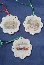 VINTAGE FENTON SIGNED '91, '92, & '93 CHRISTMAS ORNAMENTS HAND PAINTED LOT OF 3 picture