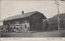 D and H Railroad Depot Willsboro New York NY Train Buggy Collins 1911 Postcard picture