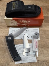 Vintage Gerber Bolt-Action Knife With Nylon Sheath 3 Blades Box Paperwork 7026 picture