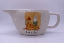 Rae Dunn HELLO FALL Gravy Boat Squirrel Rabbit Orange Inside Autumn/Thanksgiving picture