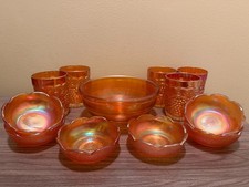 Vintage Marigold Carnival Glass Lot – Imperial, Jeannette & Federal (12 Pieces) picture