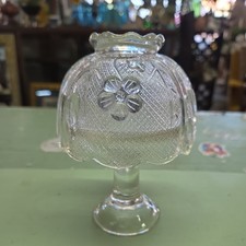 Vtg Clear Floral Indiana Tiara Glass Fairy Candle Lamp Scalloped Cottagecore 6
