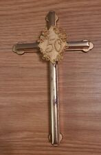 50th ANNIVERSARY WALL CROSS GOLD 8 inches Tall Hang on wall picture