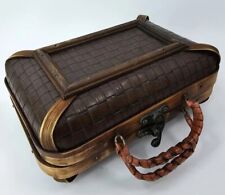 Vintage brown Trinket box handmade Wood & Leather Home Decor . Ship From Us picture